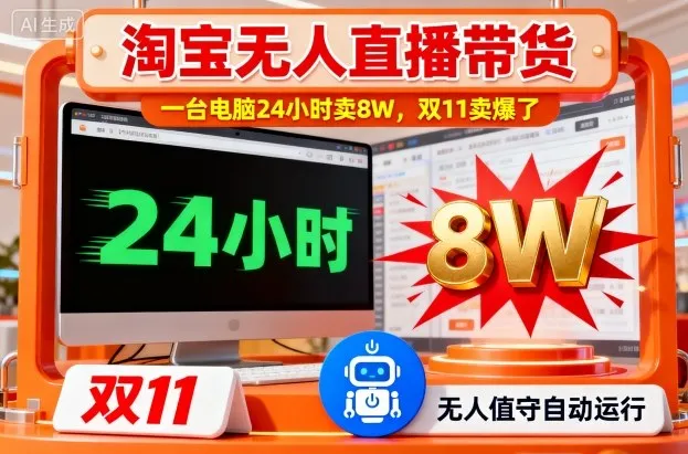 淘宝无人直播带货，一台电脑214小时卖8W，双11卖爆了【揭秘】_学通网创