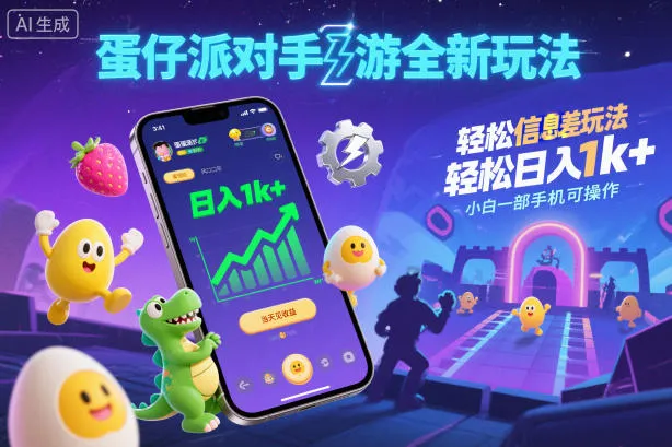 蛋仔派对手游全新玩法，轻松日入1k+，风口信息差玩法，当天见收益，小白一部手机可操作_学通网创