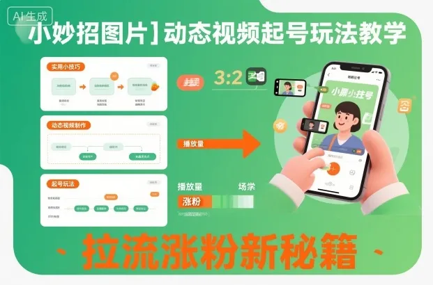 小妙招图片＋动态视频起号玩法教学，拉流涨粉新秘籍_学通网创