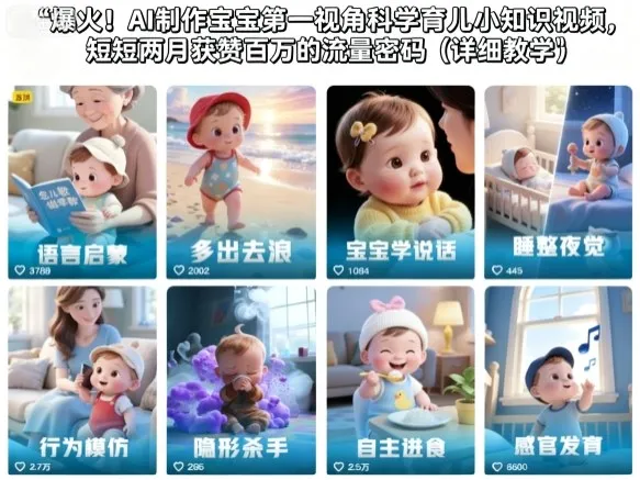爆火！AI制作宝宝第一视角科学育儿小知识视频，短短两月获赞百万的流量密码(详细教学)_学通网创