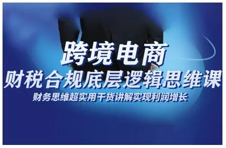 跨境电商财稅合规底层逻辑思维课，财务思维超实用于货讲解实现利润增长_学通网创