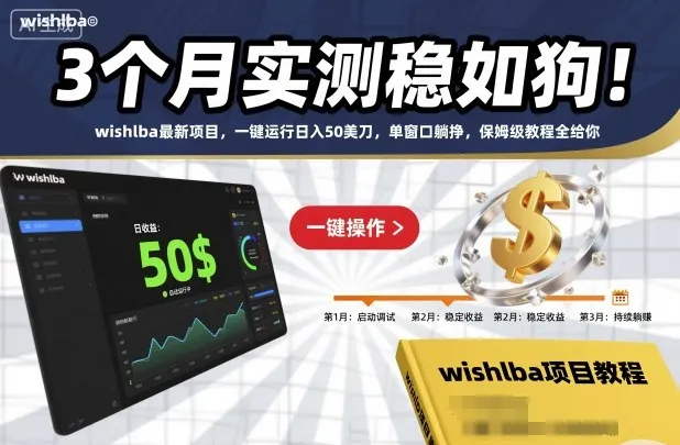 3个月实测稳如狗！wishlba最新项目，一键运行日入50美刀，单窗口躺挣，保姆级教程全给你【揭秘】_学通网创