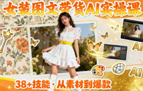 女装图文带货的AI实操课，覆盖38个实用技能，快速提升素材制作效率_学通网创