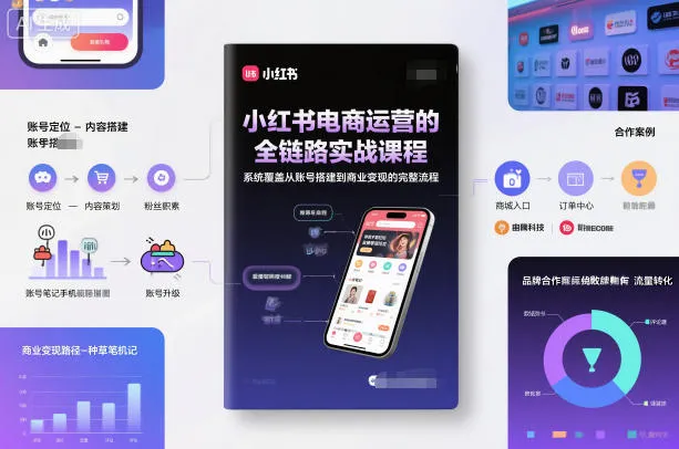 小红书电商运营的全链路实战课程，系统覆盖从账号搭建到商业变现的完整流程_学通网创