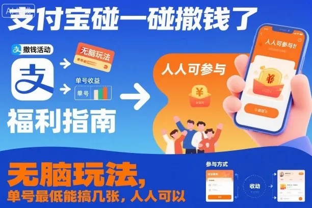支付宝碰一碰撒钱了，无脑玩法，单号最低能搞几张，人人可以撸【揭秘】_学通网创