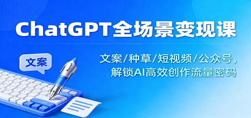 ChatGPT全场景变现课：文案/种草/短视频/公众号，解锁AI高效创作流量密码_学通网创