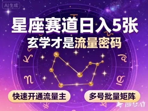 公众号星座赛道,日入5张,玄学才是流量密码,快速开通流量主,可多号批量矩阵_学通网创