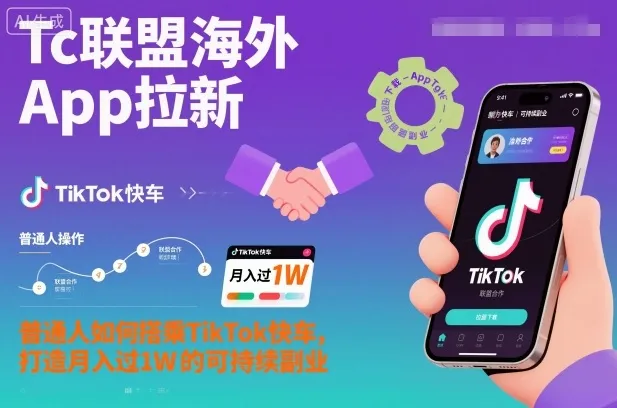 Tc联盟海外App拉新：普通人如何搭乘TikTok快车，打造月入过1W的可持续副业_学通网创