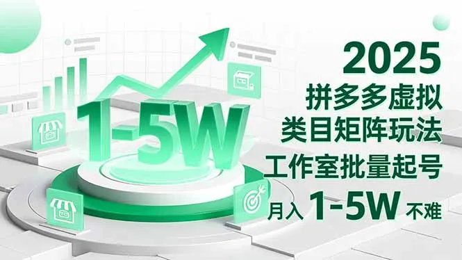 2025 拼多多虚拟类目矩阵玩法，工作室批量起号，月入 1-5W 不难_学通网创