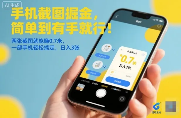 手机截图掘金，简单到有手就行！两张截图就能賺0.7米，一部手机轻松搞定，日入3张【揭秘】_学通网创