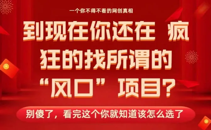 马上26年了,你还在找所谓的风口项目?别傻了,看完这个你全都懂了!【揭秘】_学通网创
