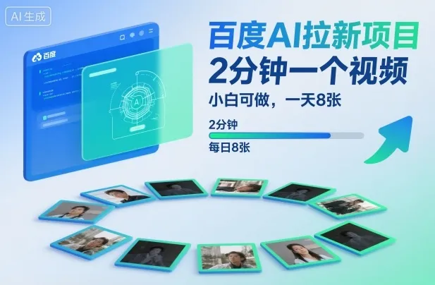 百度AI拉新项目，2分钟一个视频，小白可做，一天8张【附案例+保姆级教程】_学通网创