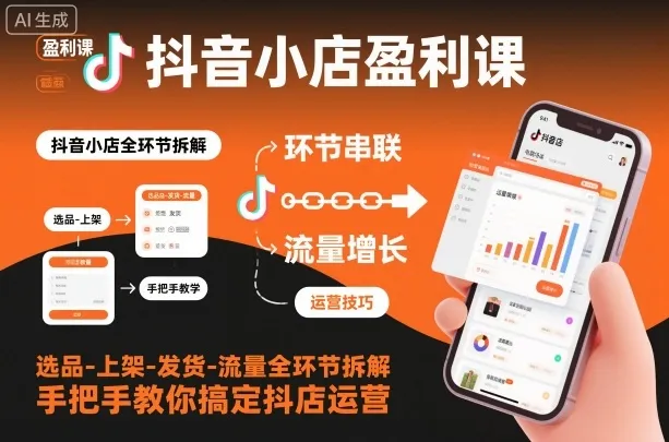 抖音小店盈利课-选品-上架-发货-流量全环节拆解，手把手教你搞定抖店运营_学通网创
