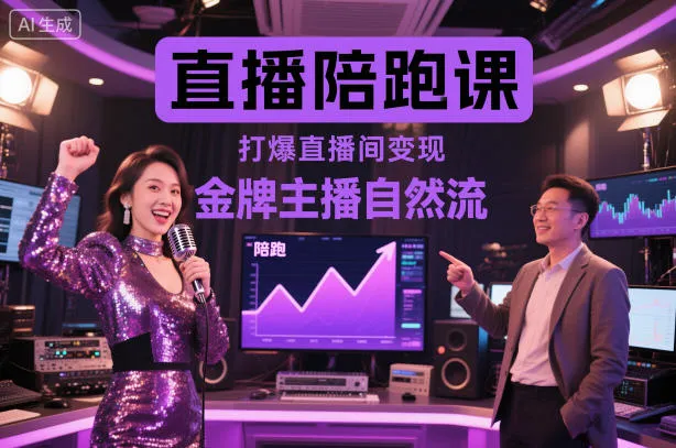 直播陪跑课，金牌主播自然流打爆直播间，复制高变现玩法_学通网创