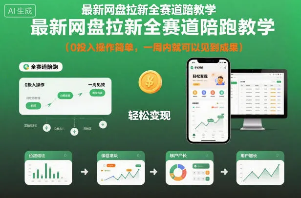 最新网盘拉新全赛道陪跑教学，0投入操作简单，一周内就可以见到成果_学通网创