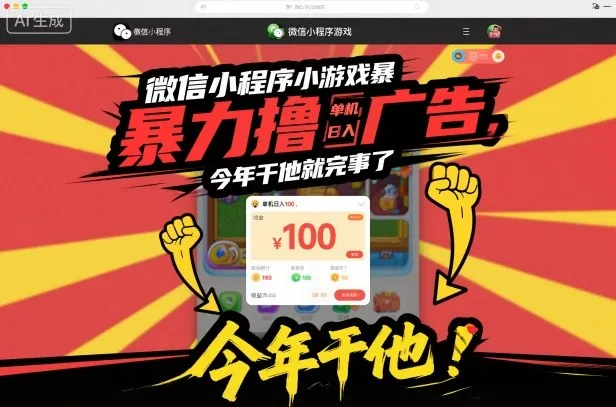 微信小程序小游戏暴力撸广告，单机日入100，今年干他就完事了_学通网创