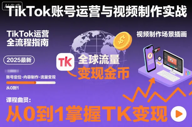 2025最新TikTok账号运营与视频制作实战全流程，从0到1掌握TK变现(含11月最新TK搬运技术)_学通网创