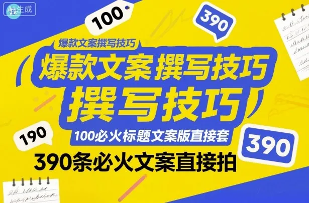 爆款文案撰写技巧，100个必火标题文案模版直接套，390条必火文案直接拍_学通网创