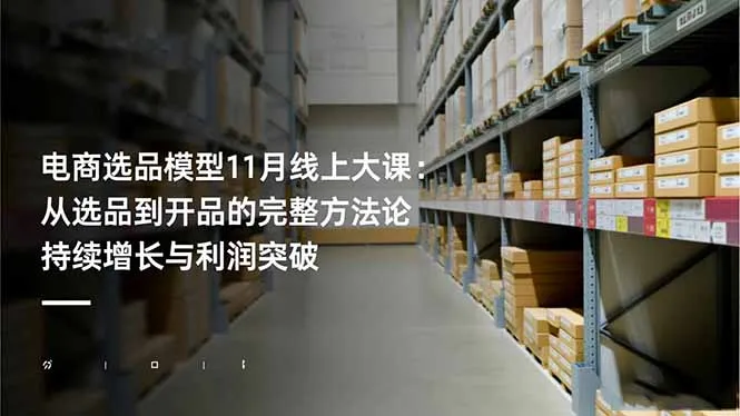 电商选品模型11月线上大课：从选品到开品的完整方法论 持续增长与利润突破_学通网创