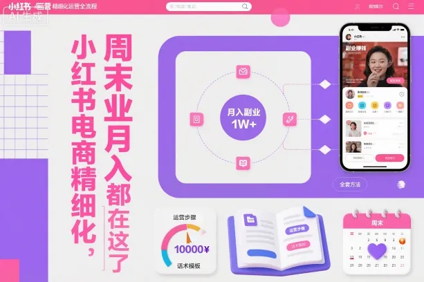 小红书电商精细化运营全流程，周末副业月入1W+，全套方法都在这了_学通网创