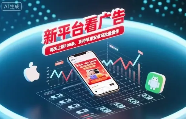 新台看广告，养好机一条5毛到5块，单机日入30到100，支持苹果安卓，可批量操作。_学通网创