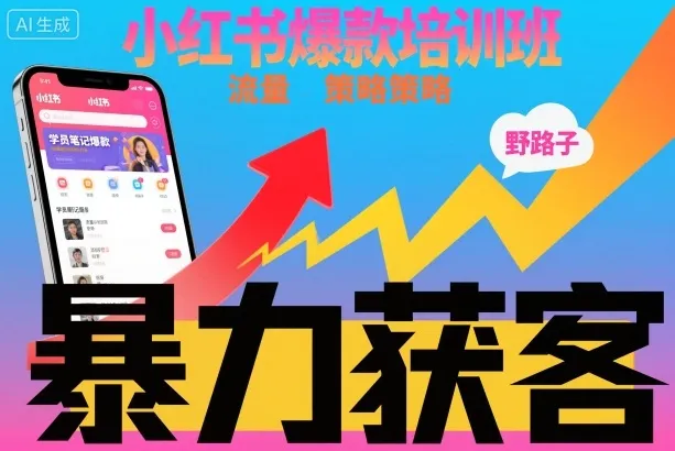 小红书爆款培训班，小红书获客野路子流量打法，暴力持续获客_学通网创
