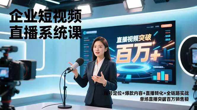 企业短视频直播系统课,账号定位+爆款内容+直播转化+全链路实战,单场直播突破百万销售额 企业短视频直播系统课,账号定位+爆款内容+直播转化+全链路实战,单场直播突破百万销售额