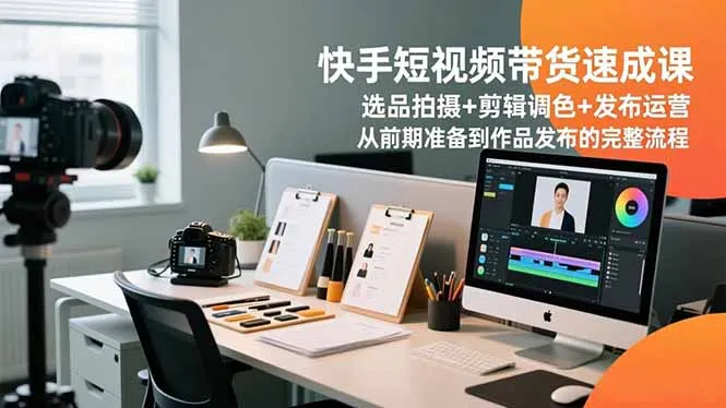 快手短视频带货速成课，选品拍摄+剪辑调色+发布运营，从前期准备到作品发布的完整流程_学通网创
