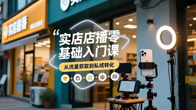 实体店播零基础入门课，实体店+短视频+直播+微信生态+私域社群，从流量获取到私域转化_学通网创