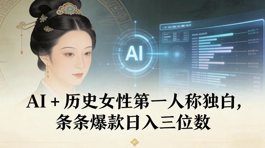 AI+历史女性第一人称独白，条条爆款日入三位数_学通网创