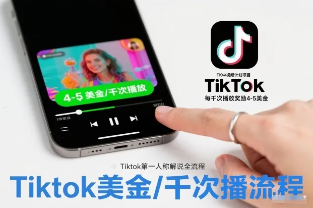TK中视频计划项目，Tiktok第一人称解说流程，每干次播放奖励4-5美金_学通网创