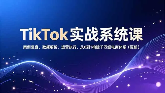 TikTok实战系统课，案例复盘、数据解析、运营执行，从0到1构建千万级电商体系(更新_学通网创
