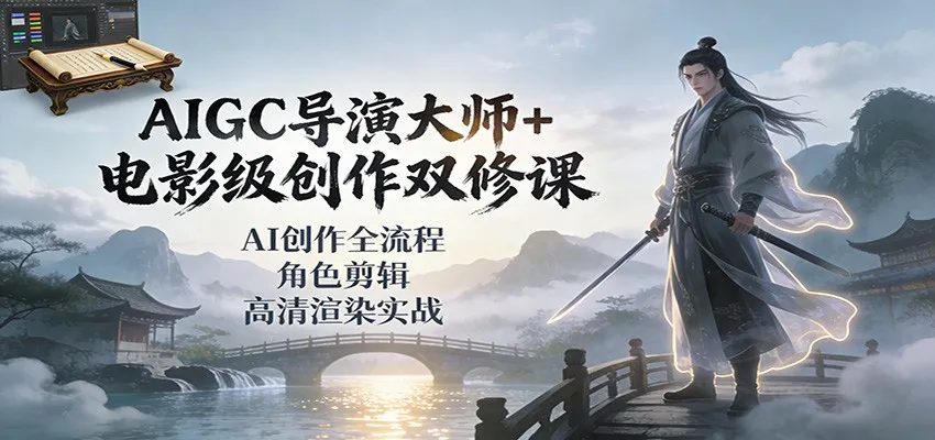 AIGC导演大师+电影级创作双修课：AI创作全流程、角色剪辑、高清渲染实战_学通网创