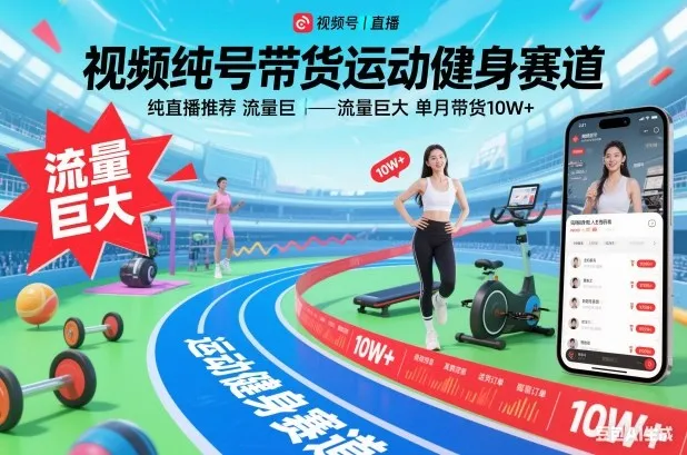 视频号带货运动健身赛道，纯直播推荐，流量巨大，单月带货10W+_学通网创