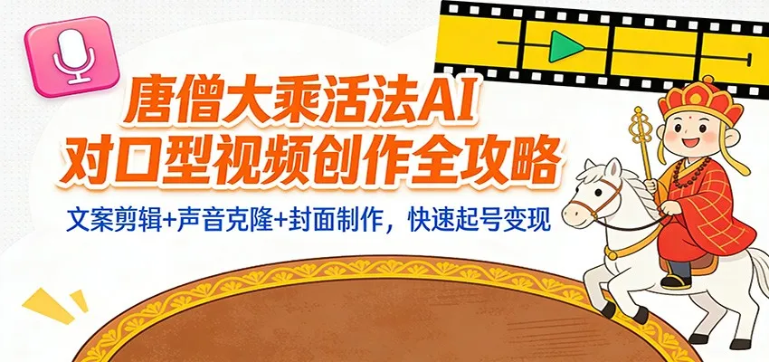 “大乘活法”AI对口型视频创作全攻略：文案剪辑+声音克隆+封面制作，快速起号变现_学通网创