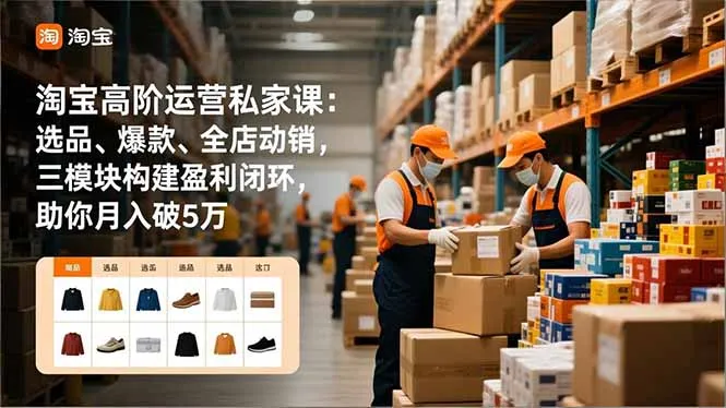 淘宝高阶运营私家课：选品、爆款、全店动销，三模块构建盈利闭环，助你月入破5万(更新12月_学通网创