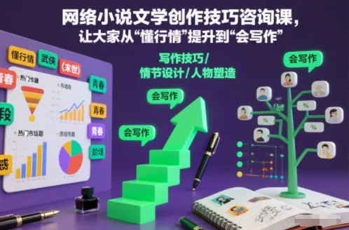 网络小说文学创作技巧咨询课,让大家从“懂行情”提升到”会写作”的高度_学通网创