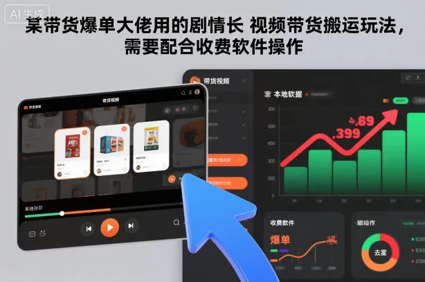 某带货爆单大佬用的剧情长视频带货搬运玩法，需要配合收费软件操作_学通网创