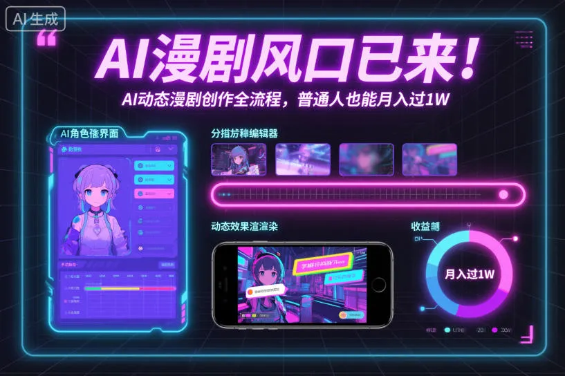 AI漫剧风口已来！AI动态漫剧创作全流程，普通人也能月入过1W_学通网创