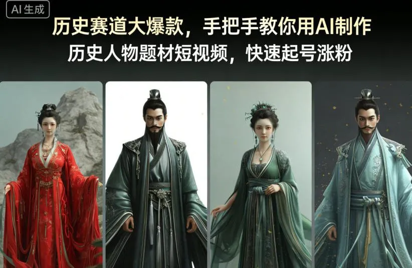 历史赛道大爆款，手把手教你用AI制作历史人物题材短视频，快速起号涨粉_学通网创