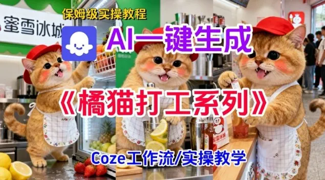 Coze扣子工作流一键生成胖橘猫打工短视频,保姆级实操搭建教学_学通网创