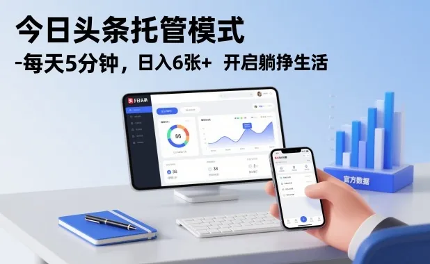 今日头条托管模式，每天5分钟，日入6张+，开启躺挣生活【揭秘】_学通网创