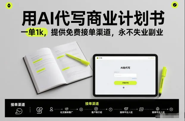 用AI代写商业计划书，一单1k，提供免费接单渠道，永不失业副业_学通网创