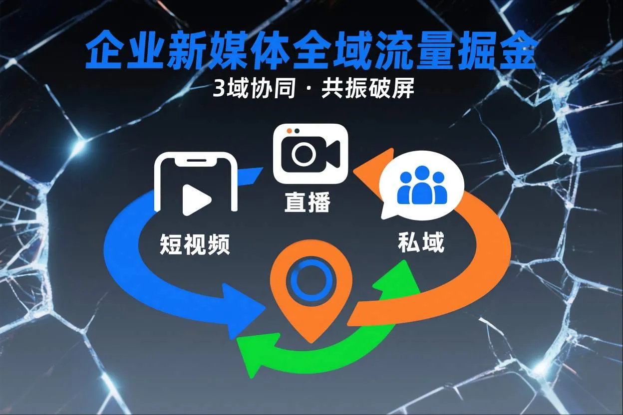 短视频全域商业模式，企业新媒体全域流量掘金，3域协同，共振破屏，短视频-直播-私域-地域_学通网创