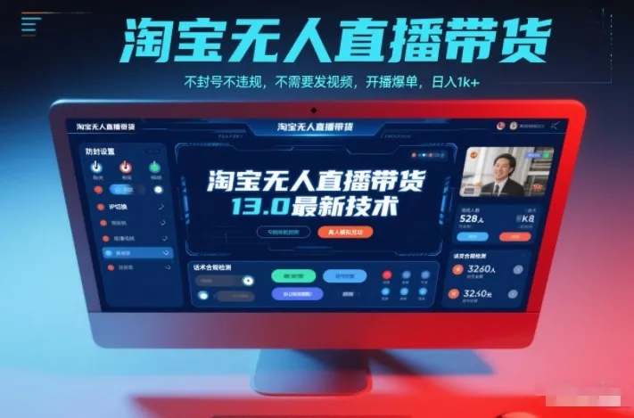 淘宝无人直播带货13.0最新技术，不封号不违规，不需要发视频，开播爆单，日入1k+【揭秘】_学通网创