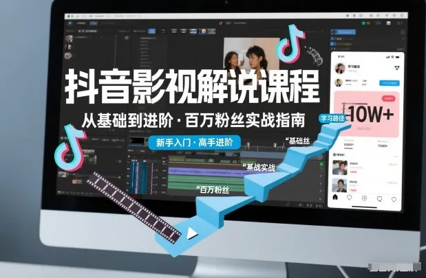 抖音百万粉丝影视解说课程，基础到进阶课，适合新手和进阶学习_学通网创