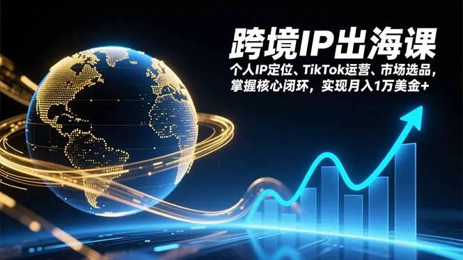 跨境IP出海课，个人IP定位、TikTok运营、市场选品，掌握核心闭环，实现月入1万美金+_学通网创