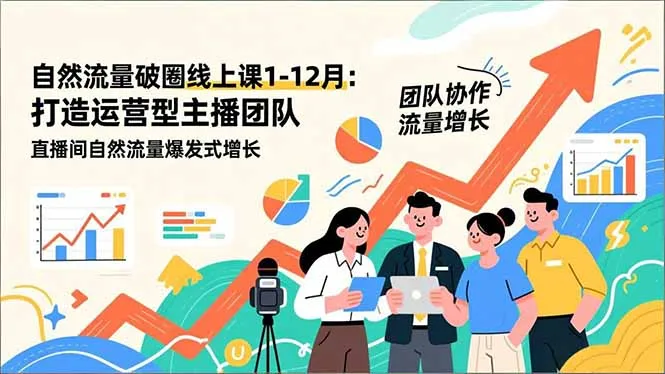 自然流量破圈线上课25年1-12月-更新：打造运营型主播团队 直播间自然流量爆发式增长_学通网创
