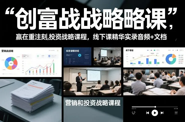 创富战略课，赢在重注时刻，营销和投资战略课程，线下课精华实录音频+文档_学通网创