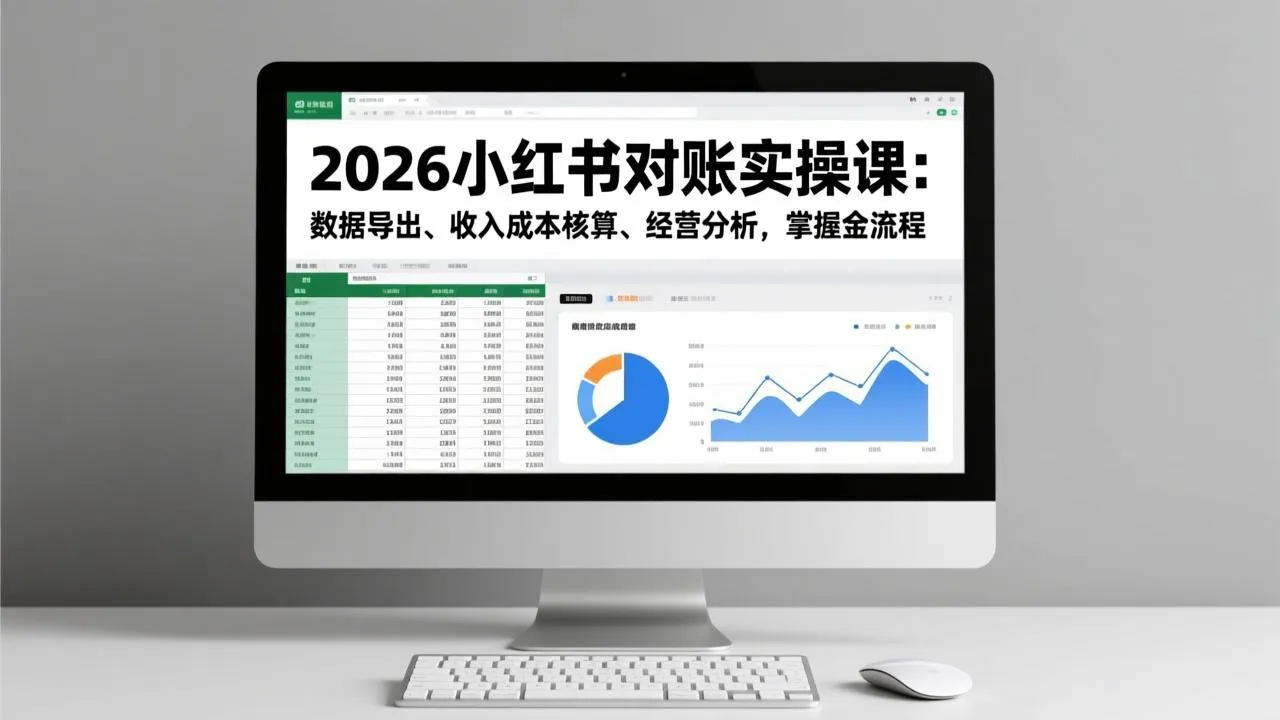 2026小红书对账实操课：数据导出、收入成本核算、经营分析，掌握全流程_学通网创